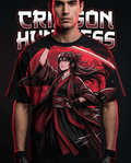CRIMSON HUNTRESS Tee — Blood Moon - Oni Theory