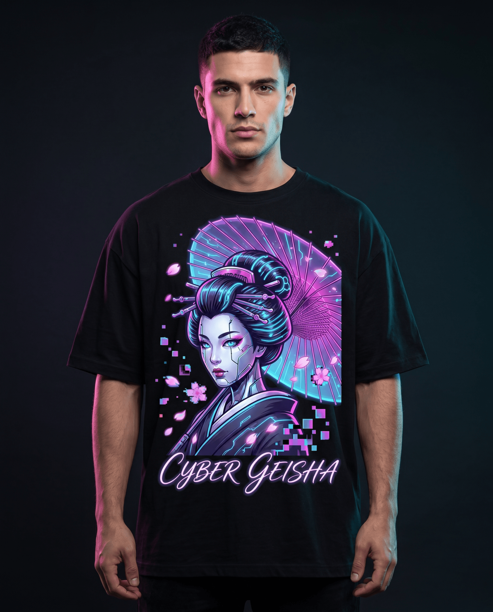 CYBER GEISHA Tee — Chrome Bloom - Oni Theory