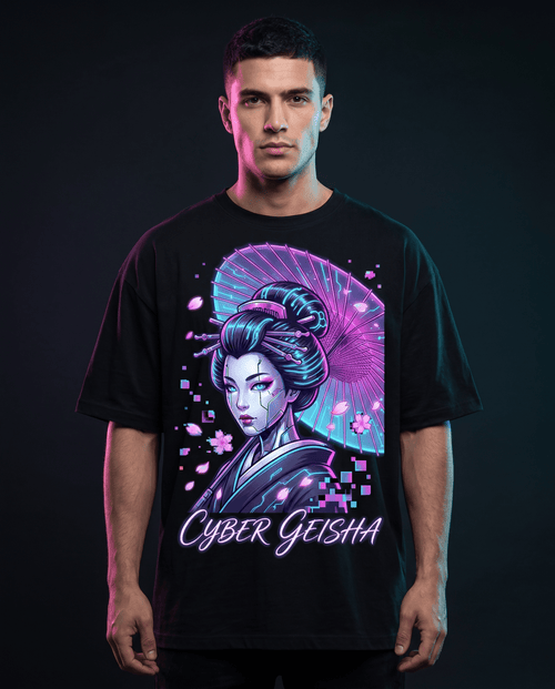 CYBER GEISHA Tee — Chrome Bloom - Oni Theory