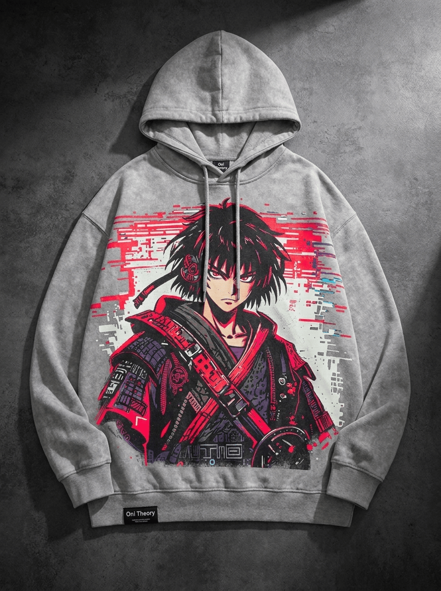 GLITCH RONIN Hoodie — Static - Oni Theory
