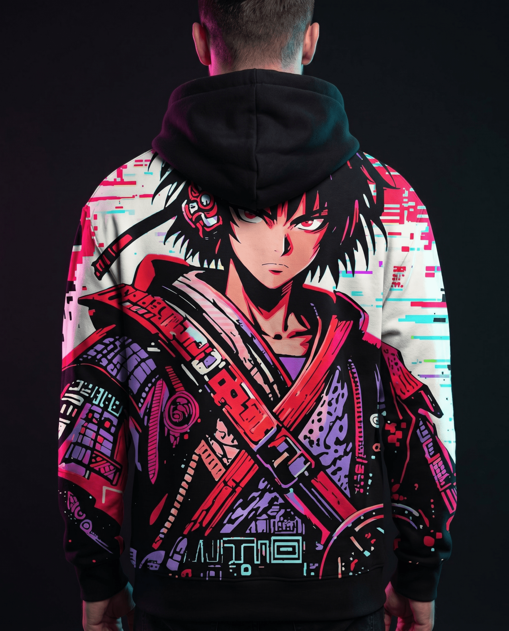 GLITCH RONIN Hoodie — Static - Oni Theory