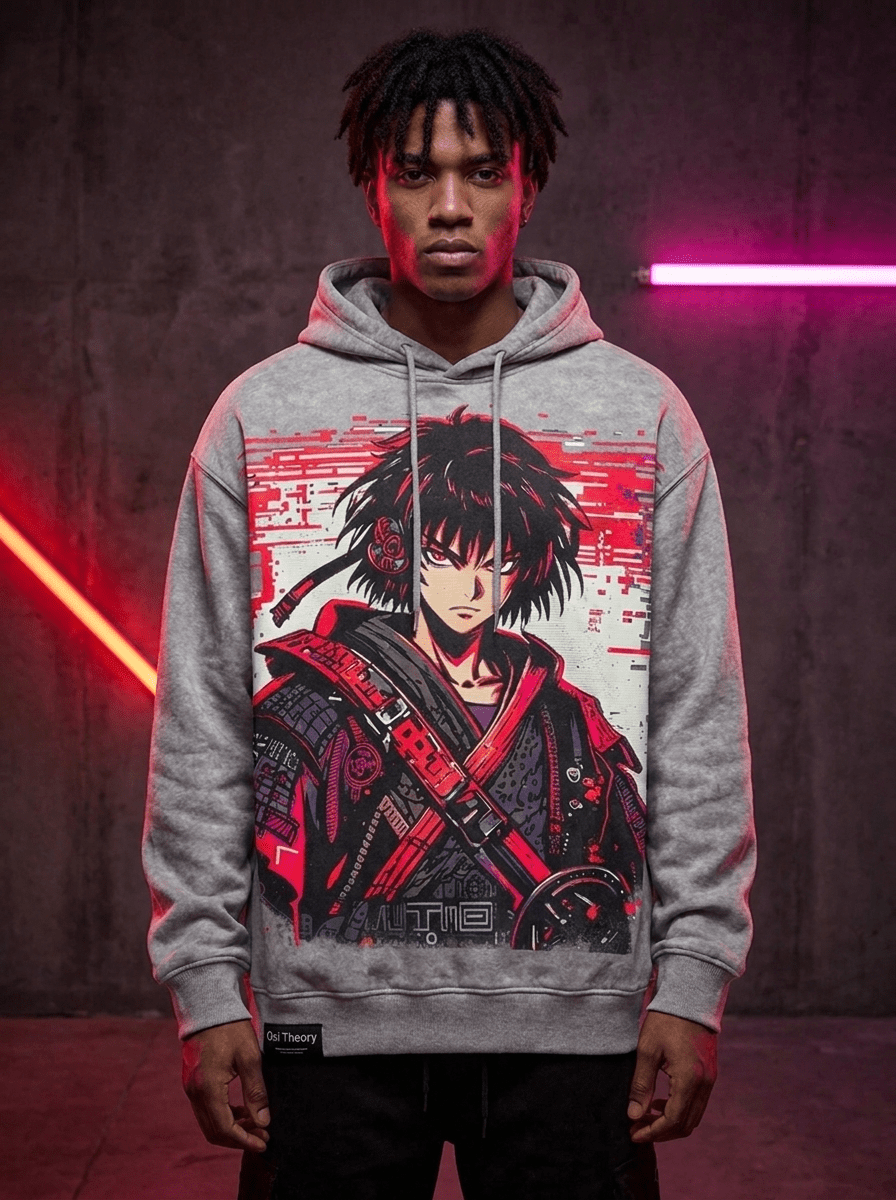 GLITCH RONIN Hoodie — Static - Oni Theory