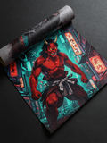 Anime art print of oni samurai in neon Tokyo alley