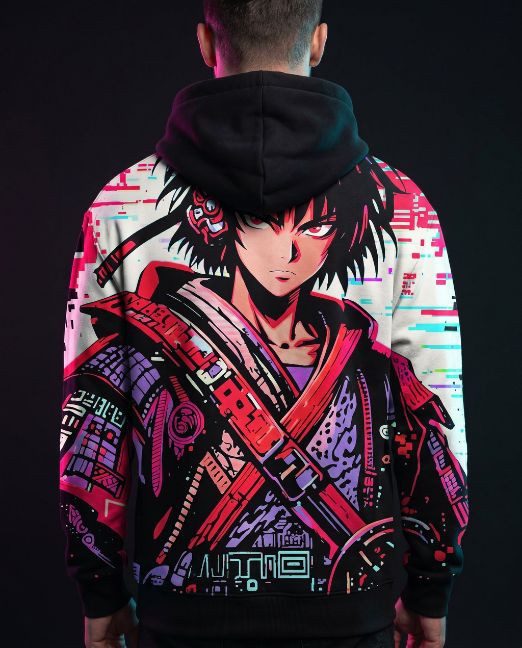GLITCH RONIN Hoodie back — large print