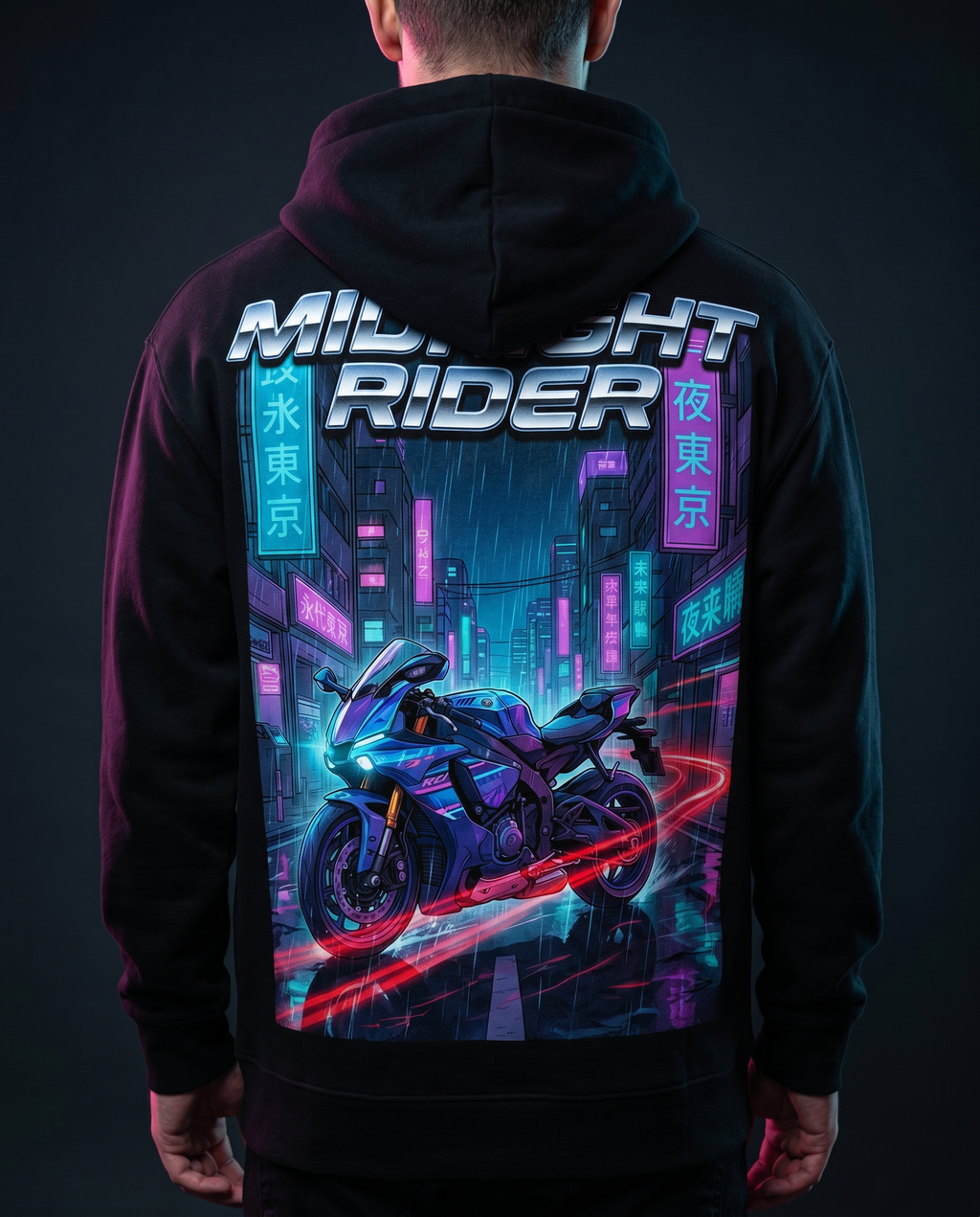 MIDNIGHT RIDER Hoodie back — large print