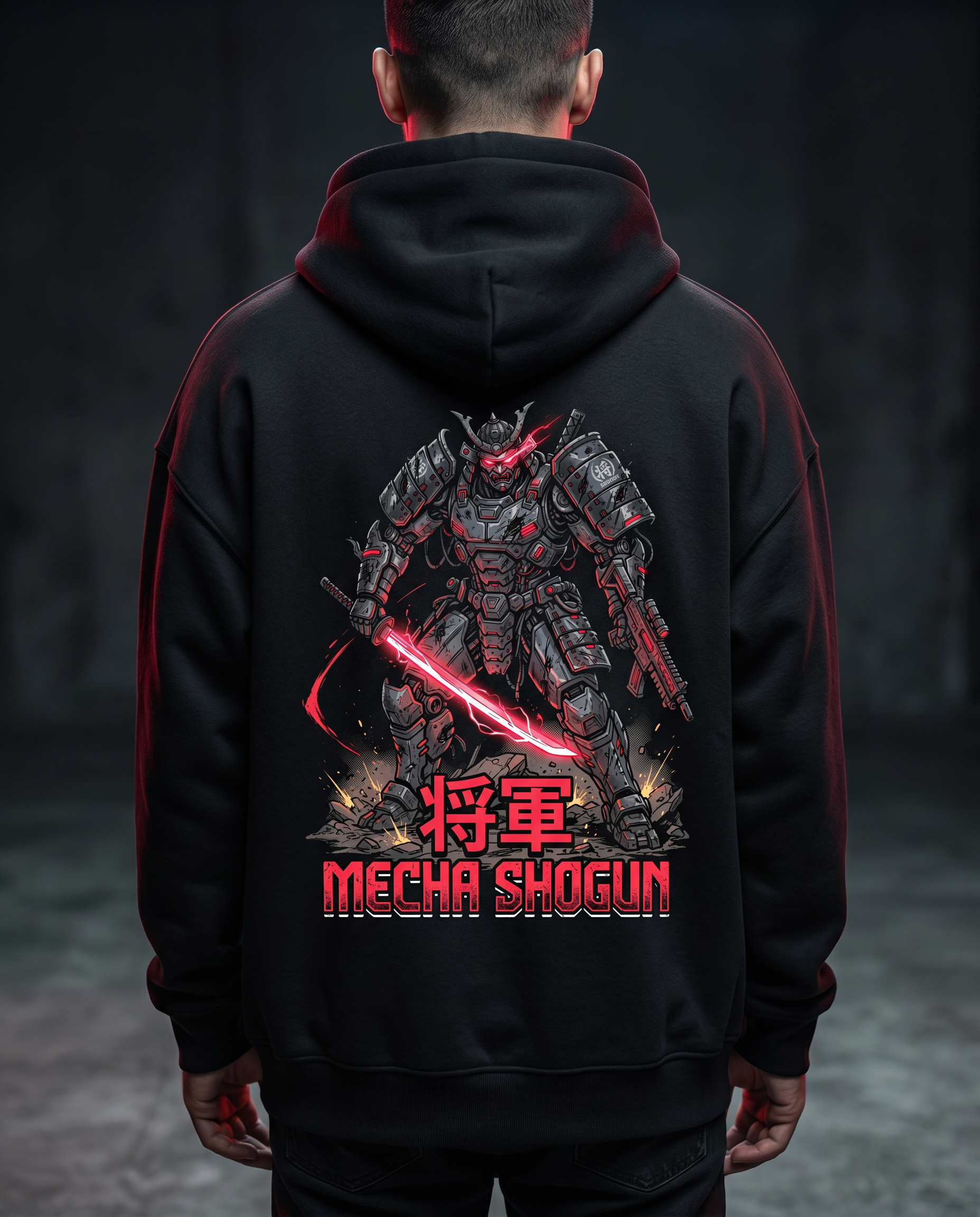 MECHA SHOGUN Hoodie — model back view