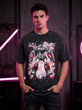 MECHA SAKURA Tee worn by model — Bloom Protocol print, Oni Theory streetwear