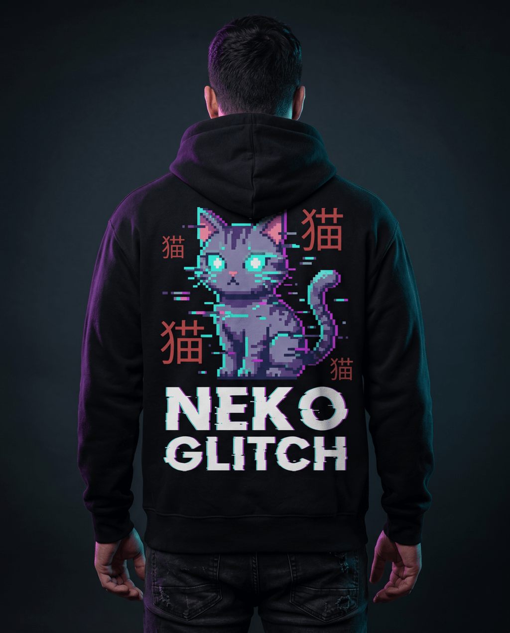 NEKO GLITCH Hoodie — Cyber Cat - Oni Theory