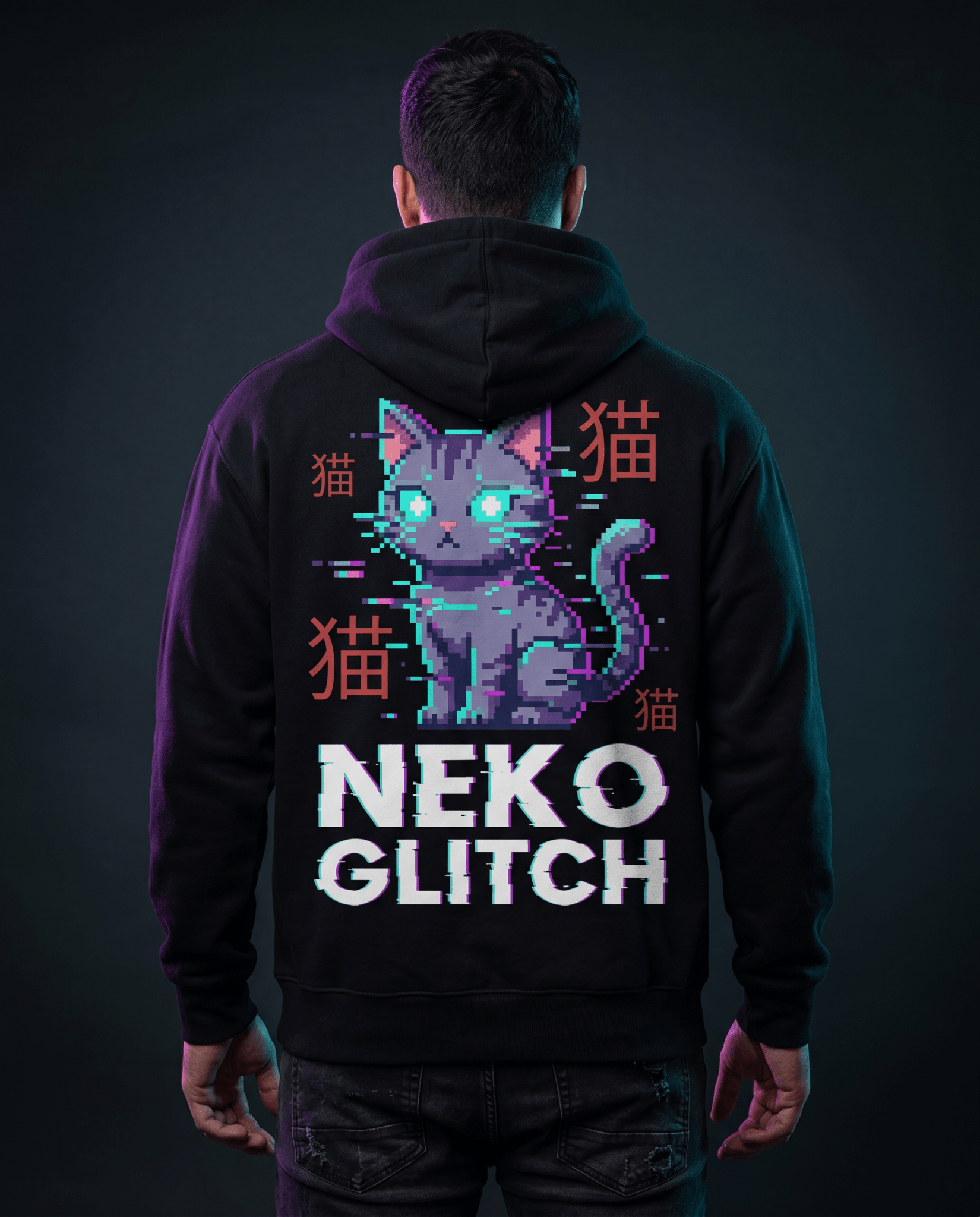 NEKO GLITCH Hoodie — Cyber Cat - Oni Theory
