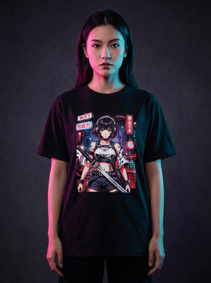 NEON YUREI Tee — Katana Girl - Oni Theory