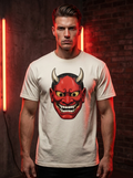 ONI MASK Tee worn by model — Bone colourway, Oni Theory streetwear